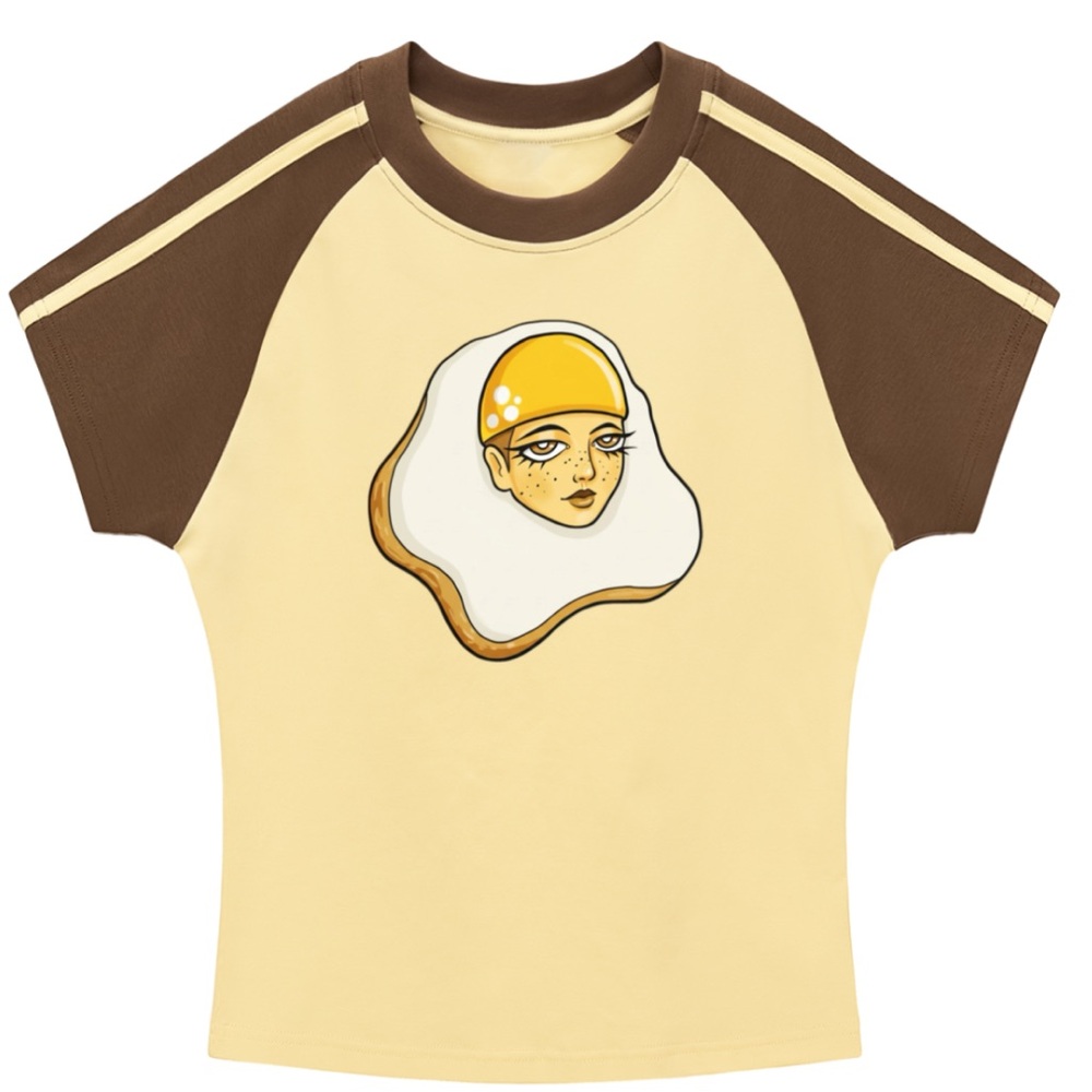 Yellow & Brown “Eggy Baby” Women's Baby Tee